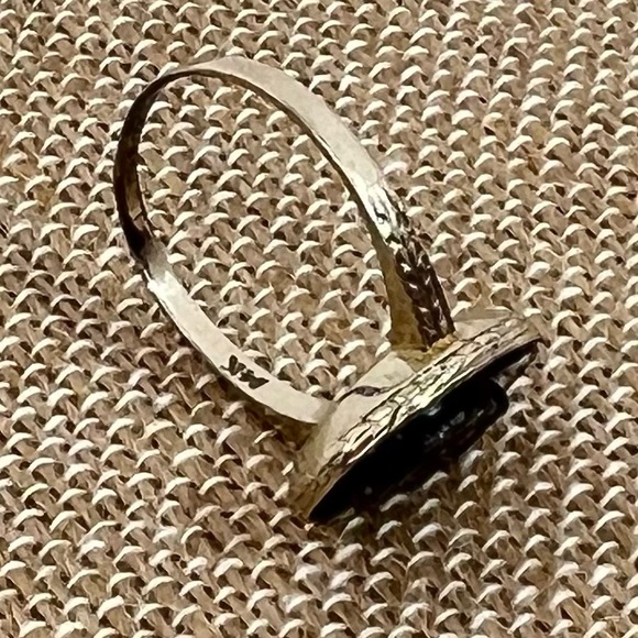 RARE 1923 ART DECO ERA BLACK ONYX RING 14K WHITE GOLD 100 years old - Picture 3 of 16